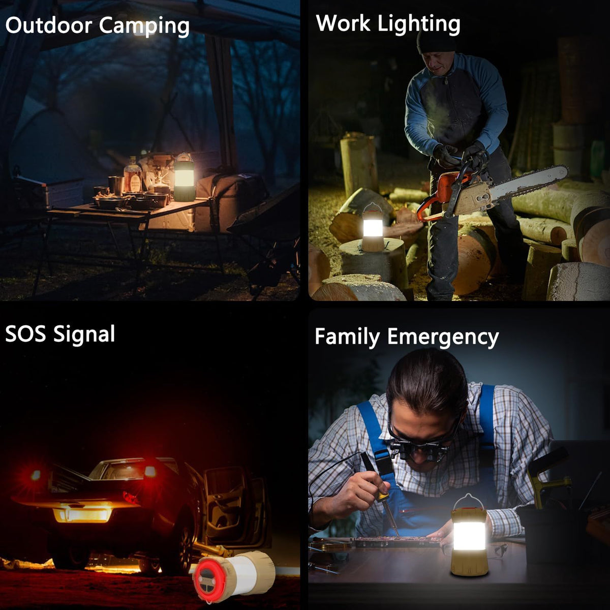 LED Camping Lantern Rechargeable, 9 Light Modes, IP44 Waterproof & Dustproof Camping Light, Perfect Lantern Flashlight for Camping