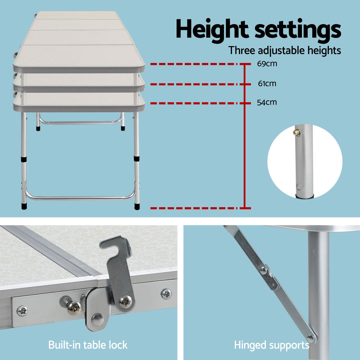 7pc Camping Table Chair Set Outdoor Folding Aluminium Portable Picnic