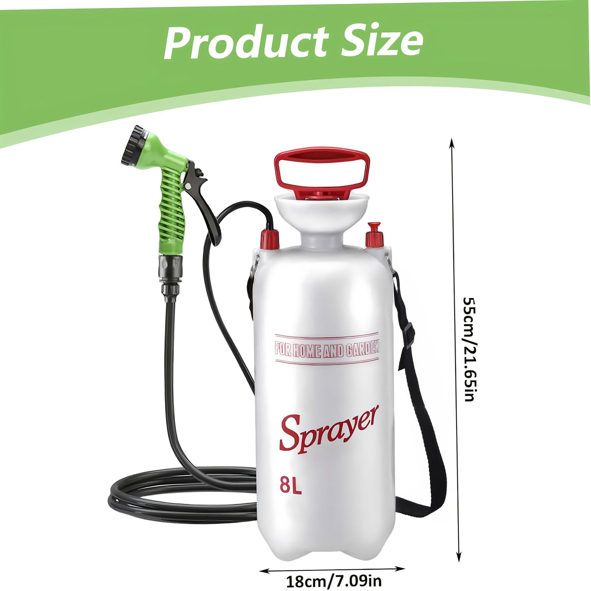 White Silver Gold portable camping shower, outdoor shower sprayer, 8L camping shower