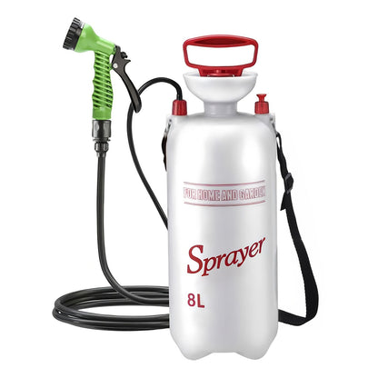 White Silver Gold portable camping shower, outdoor shower sprayer