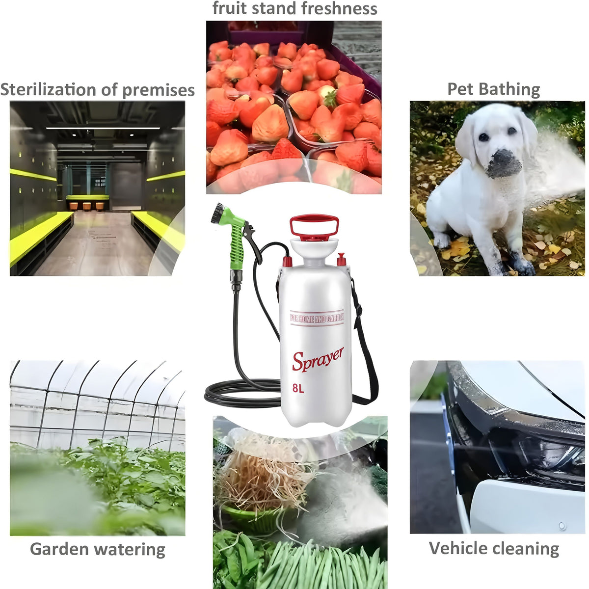 White Silver Gold portable camping shower, outdoor shower sprayer