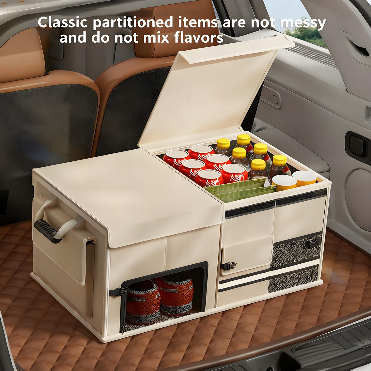 Foldable Car Trunk Organiser, 30L/60L Large Capacity Storage Box for Auto Boot, Multi-functional Cargo Container(60,white)