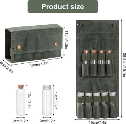Camping Spice Kit - Portable Spice Bag with 9 Mini Spice Jars - Camping Set Travel Accessories - For Travel, Outdoors, Camping, Barbecue, Picnic - Portable Camping Spice Set