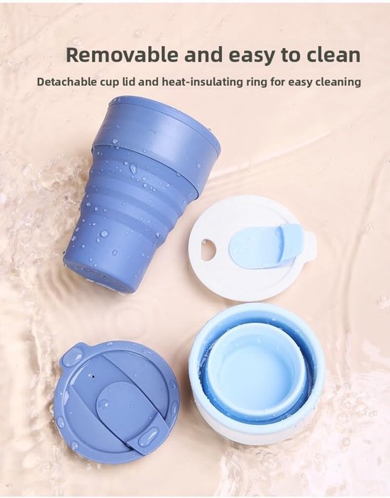 Collapsible Silicone Camping Cup – 385ml – (White)