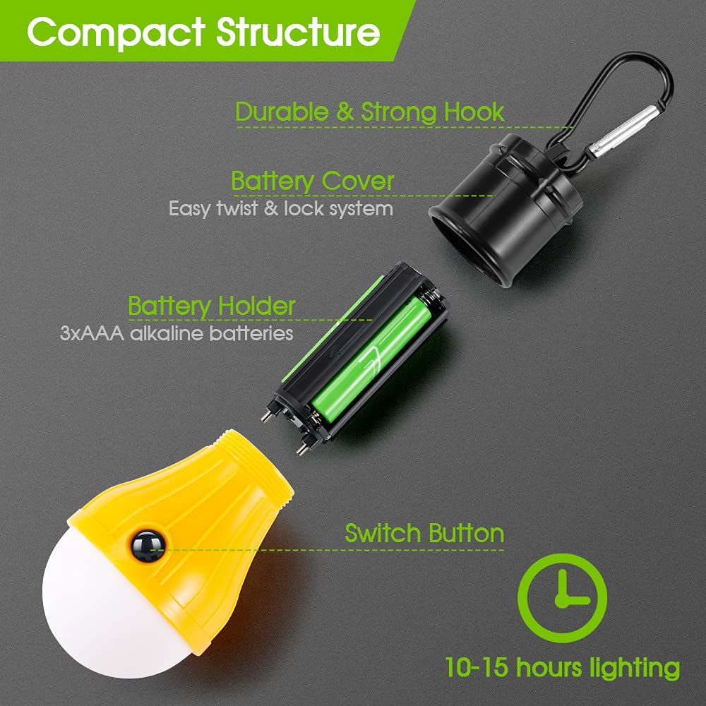 4pcs Portable LED tent light clip hook hurricane emergency light LED