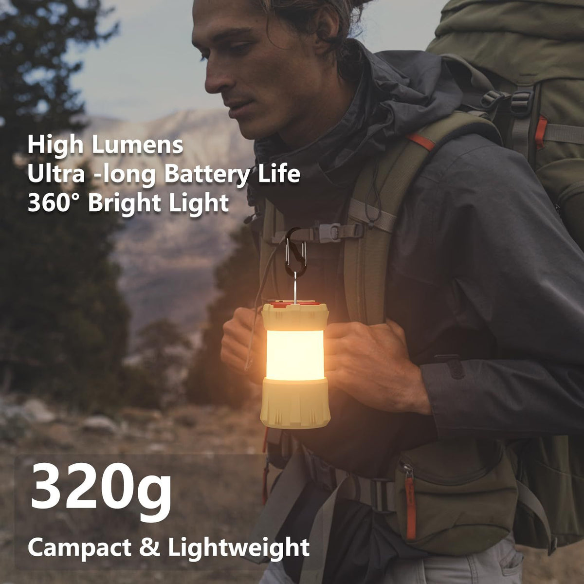 LED Camping Lantern Rechargeable, 9 Light Modes, IP44 Waterproof & Dustproof Camping Light, Perfect Lantern Flashlight for Camping