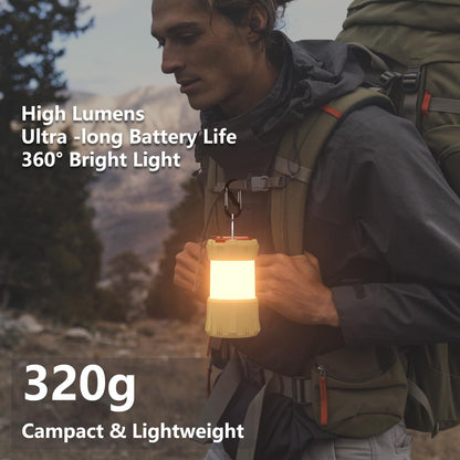 LED Camping Lantern Rechargeable, 9 Light Modes, IP44 Waterproof & Dustproof Camping Light, Perfect Lantern Flashlight for Camping