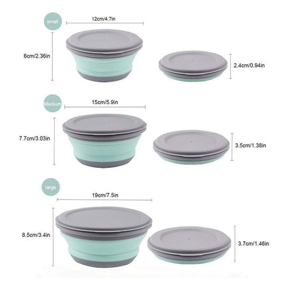 3Pcs Folding Camping Bowl Set Portable Silicone Kitchen Containers for Travel Outdoor Camping