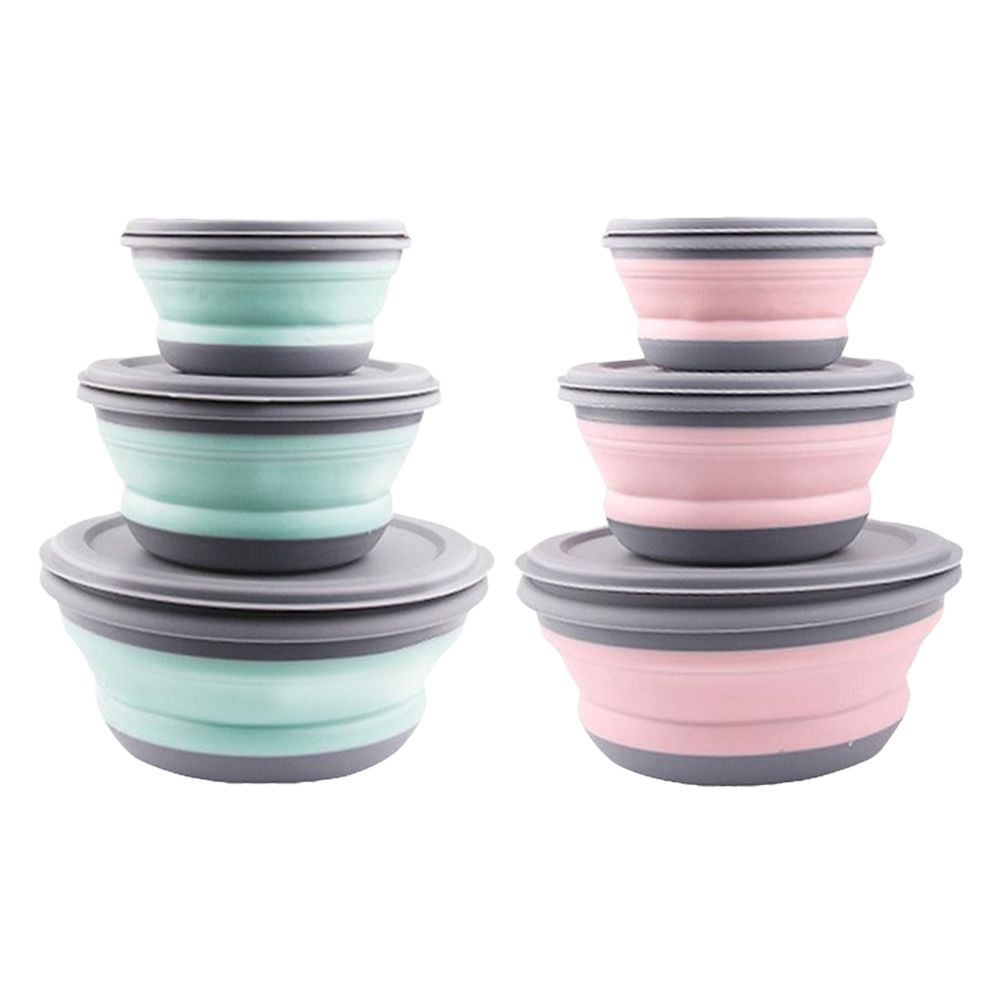 3Pcs Folding Camping Bowl Set Portable Silicone Kitchen Containers for Travel Outdoor Camping