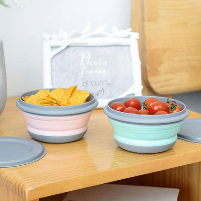 3Pcs Folding Camping Bowl Set Portable Silicone Kitchen Containers for Travel Outdoor Camping