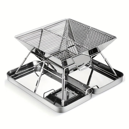 Silver Green portable camping grill, stainless steel grill, 304 stainless steel, charcoal grill, camping furniture, outdoor grill, camping cooking equipment, Australia camping gear