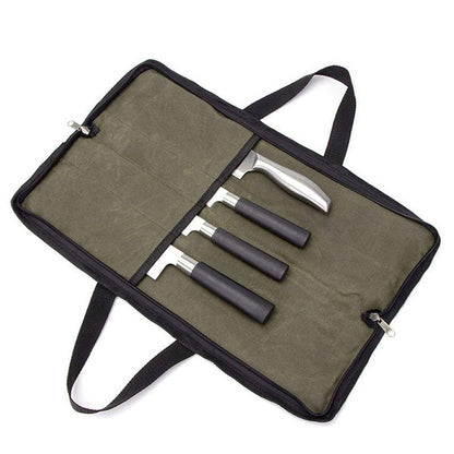 Knife Roll,Heavy Duty Knife Bag,Waxed Canvas knife Case