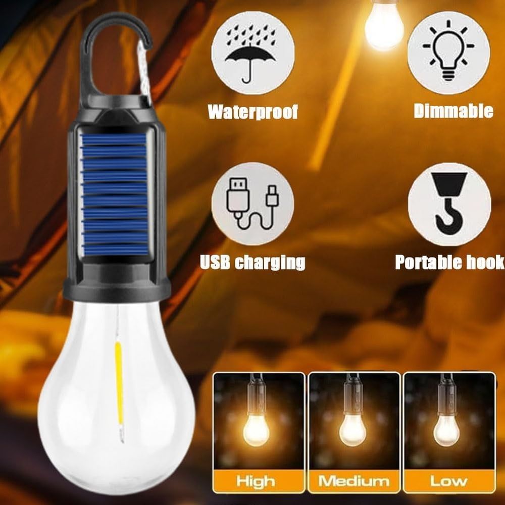 Solar Rechargeable Hooked Camping Light,