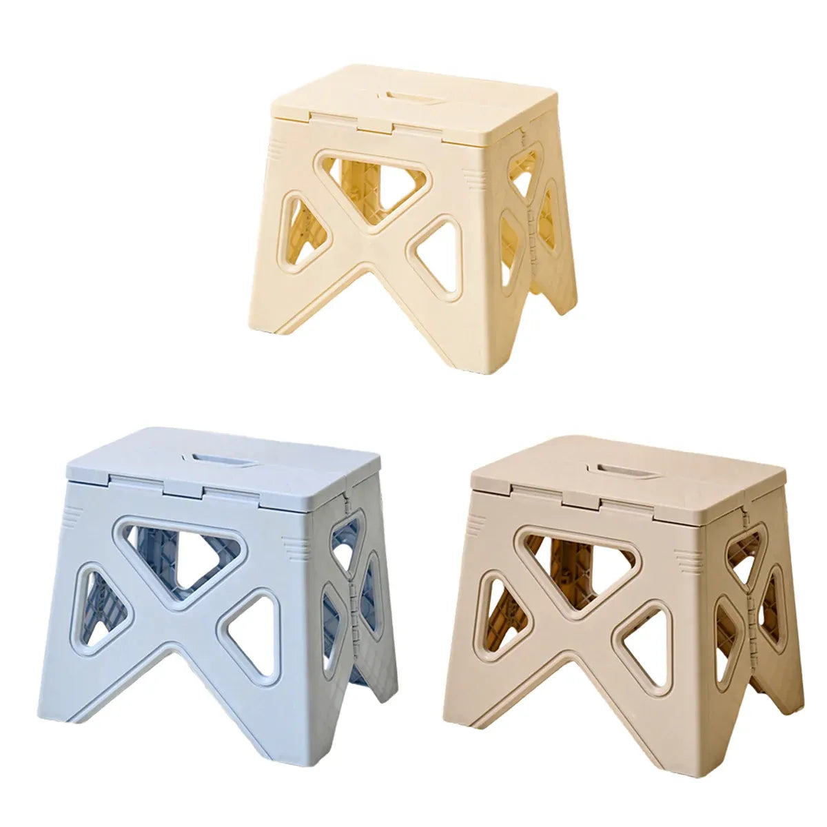 Portable Folding Plastic Stool Lightweight Step Chair for Outdoor Camping or Kitchen - Blue