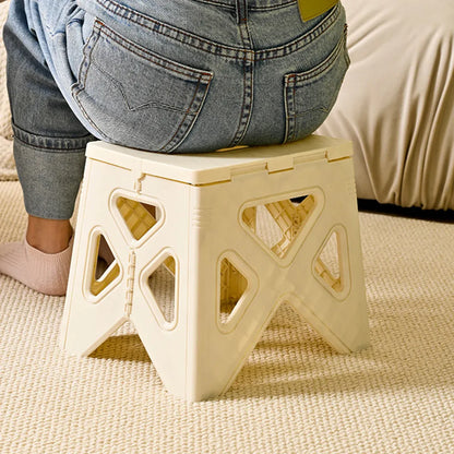 Portable Folding Plastic Stool Lightweight Step Chair for Outdoor Camping or Kitchen - Blue