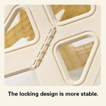 Portable Folding Plastic Stool Lightweight Step Chair for Outdoor Camping or Kitchen - White