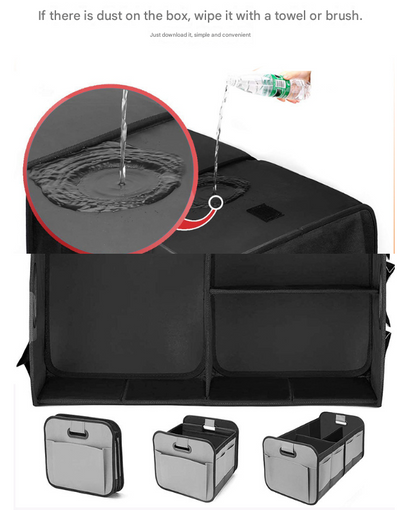 Red and Black Heavy Duty Collapsible Car Boot Organiser - Large 65L Waterproof Trunk Storage Box with Compartments for SUV & Car