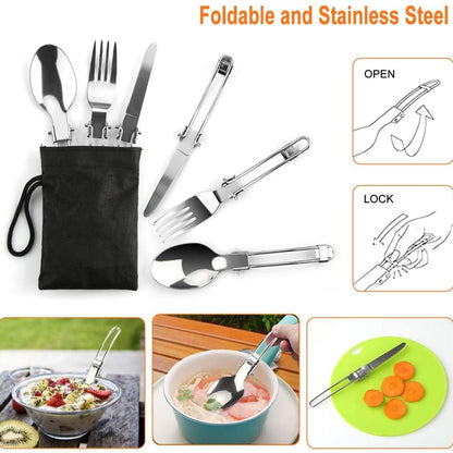 11PCS Black Camping Cookware Set – Lightweight Aluminium Camping Pots,
