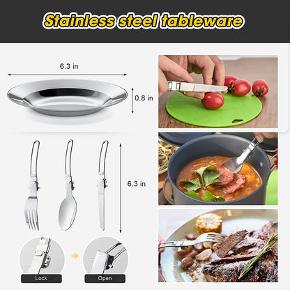 11PCS Black Camping Cookware Set – Lightweight Aluminium Camping Pots,