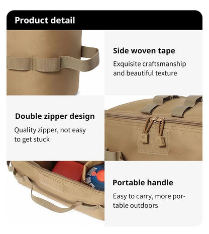 Black Camping Gear Storage Bag (34 x 17 x 19 cm) Portable Outdoor Organiser with Removable Dividers, Mesh Pocket and Carry Handles for Cookware and Picnic Gear