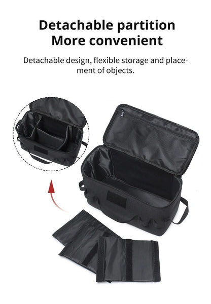 Army green Camping Gear Storage Bag (34 x 17 x 19 cm) Portable Outdoor Organiser with Removable Dividers, Mesh Pocket and Carry Handles for Cookware and Picnic Gear