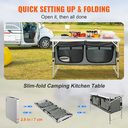 Camping Kitchen Table, Quick set-up Folding Camping Table