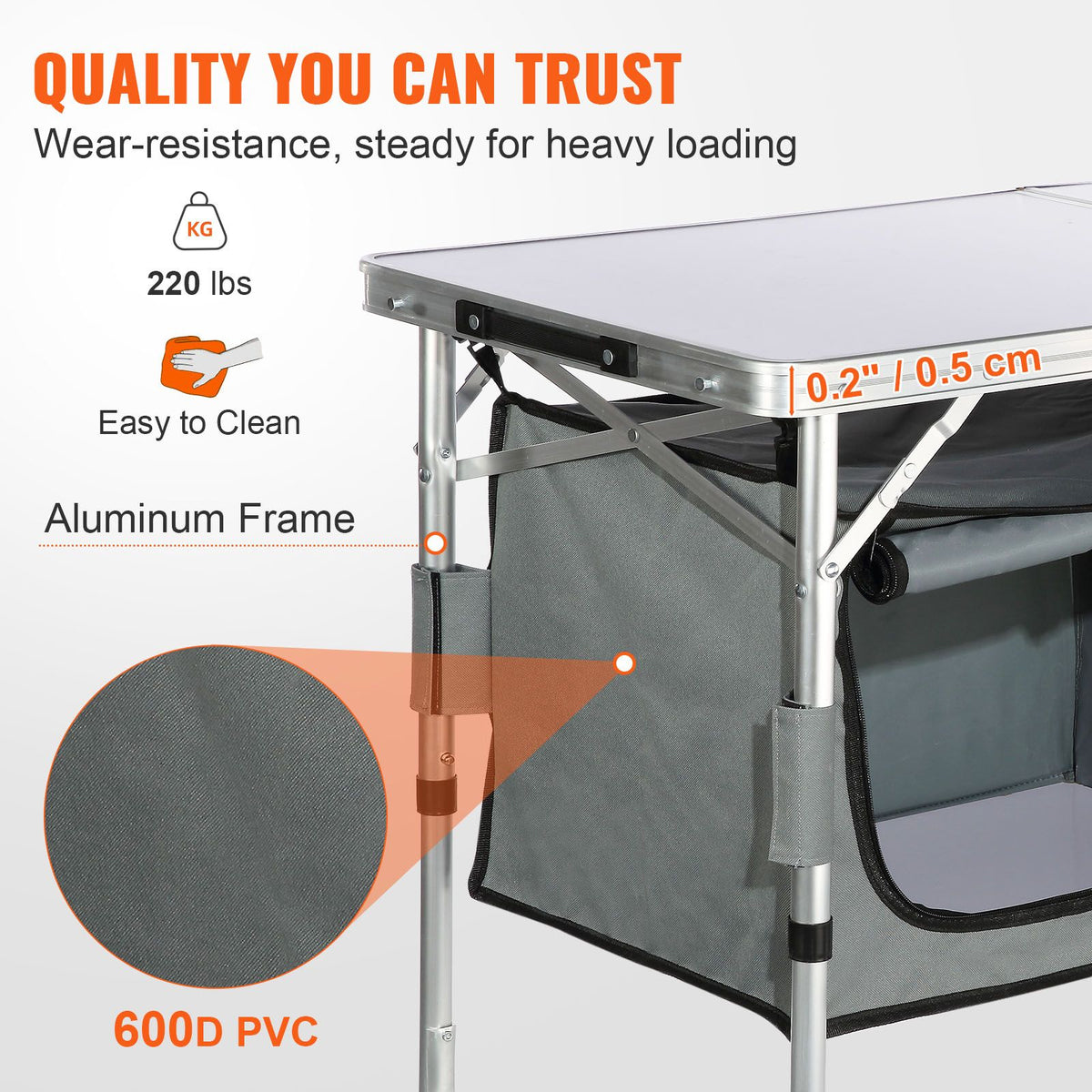 Camping Kitchen Table, Quick set-up Folding Camping Table