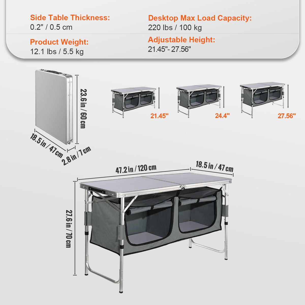 Camping Kitchen Table, Quick set-up Folding Camping Table